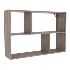 16.34 in. H x 23.98 in. W x 6.02 in. D Weathered Teak Wood Mini Offset 4-Compartment Cube Organizer