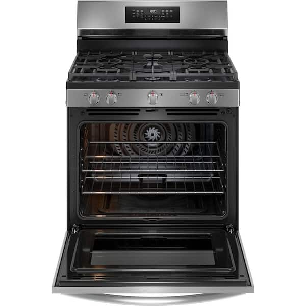 30 in. 5 Element Free-Standing Rear Control Gas Range in Finger Print Resistant Stainless Steel with Air Fry
