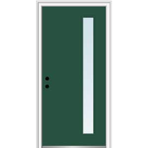 30 in. x 80 in. Viola Right-Hand Inswing 1-Lite Clear Low-E Painted Fiberglass Prehung Front Door on 4-9/16 in. Frame
