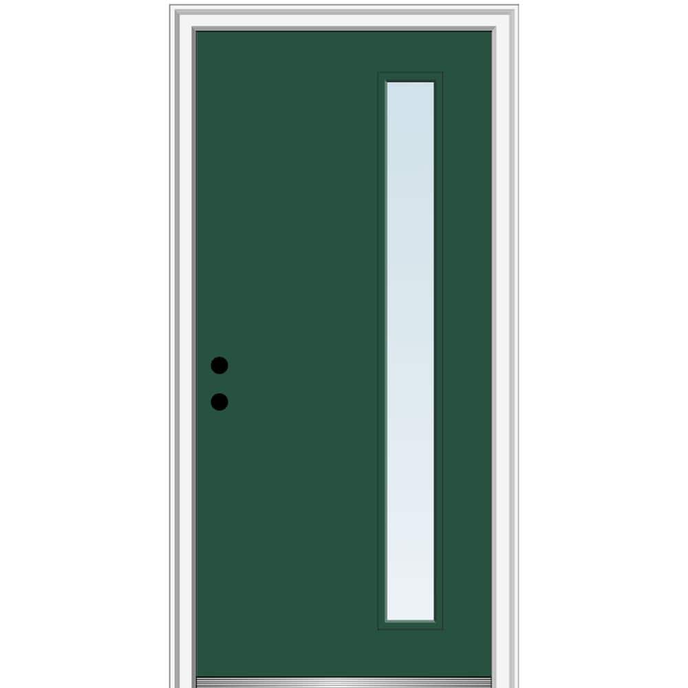 MMI Door 32 in. x 80 in. Viola Right-Hand Inswing 1-Lite Clear Low-E Painted Fiberglass Prehung Front Door on 4-9/16 in. Frame