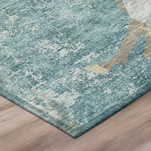 Chantille Machine Washable Indoor/Outdoor Abstract ACN3109 Teal 3 ft. x 5 ft. Area Rug