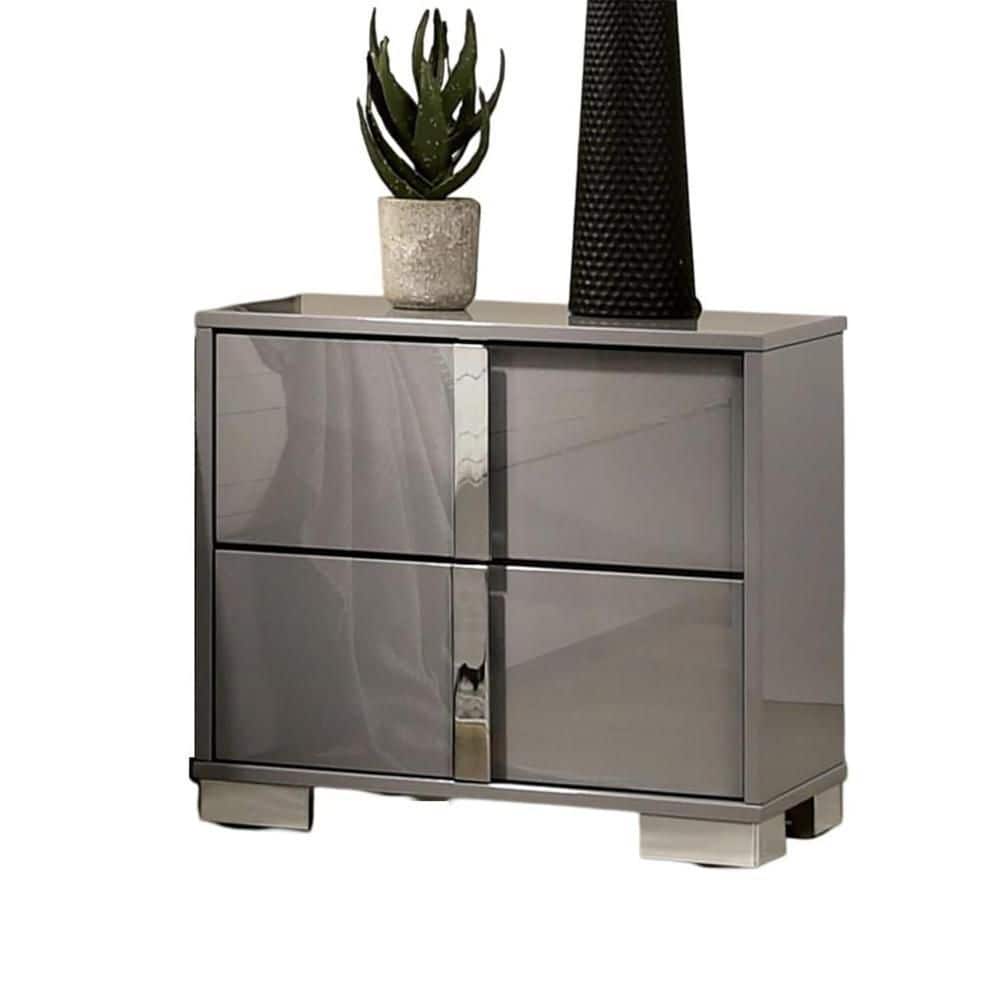 Suni Light Taupe and Chrome 2 Drawer 23.5 in. W Nightstand price history on PriceWatchPro