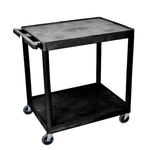 HE 32 in. 2-Shelf Utility Cart in Black