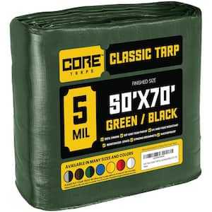 50 ft. x 70 ft. Green/Black 5 Mil Heavy Duty Polyethylene Tarp, Waterproof, UV Resistant, Rip and Tear Proof