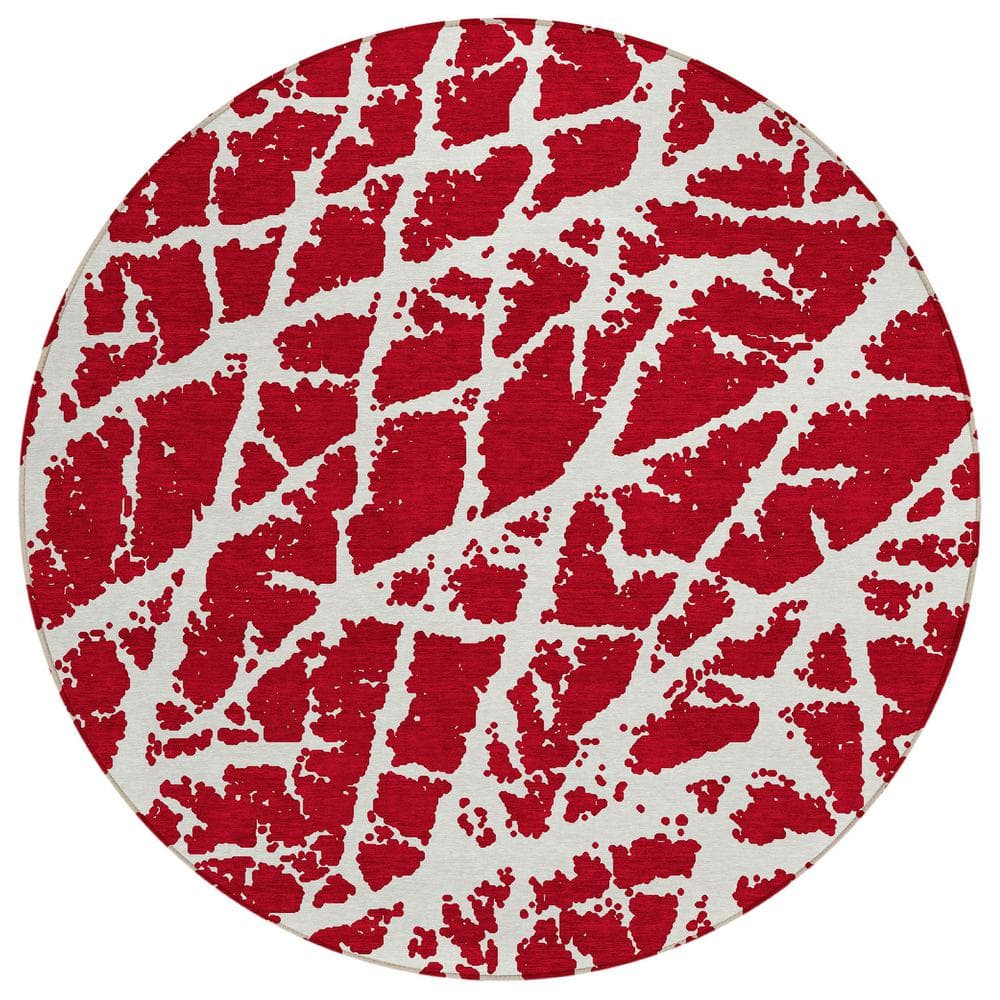 Chantille ACN501 Red 8 ft. x 8 ft. Round Machine Washable Indoor/Outdoor Ge