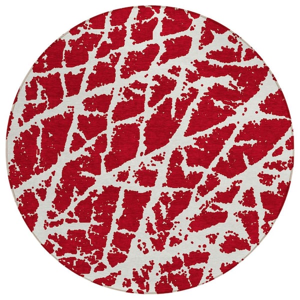 Addison Rugs Chantille ACN501 Red 8 ft. x 8 ft. Round Machine Washable Indoor/Outdoor Geometric Area Rug