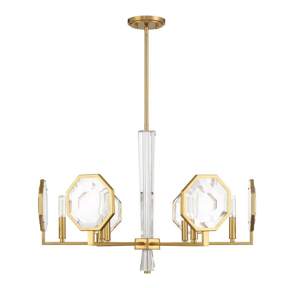 Leighton Warm Brass and Crystal 6-Light Chandelier