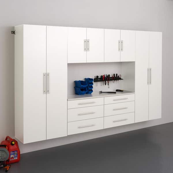 Prepac HangUps 30 Wall Mounted Garage Storage Wood Shoe Cabinet in White