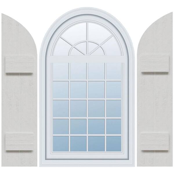 Ekena Millwork Timberthane 10.75 in. W x 42 in. H Joined Two Board Quarter Round Arch Top Polyurethane Board and Batten Shutters