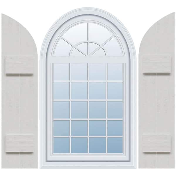 Ekena Millwork Timberthane 10.75 in. W x 44 in. H Joined Two Board Quarter Round Arch Top Polyurethane Board and Batten Shutters