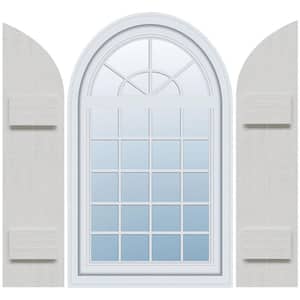10-3/4 in. x 36 in. Urethane 2-Board Joined Board and Batten Shutters Faux Wood with Quarter Round Arch Top Pair