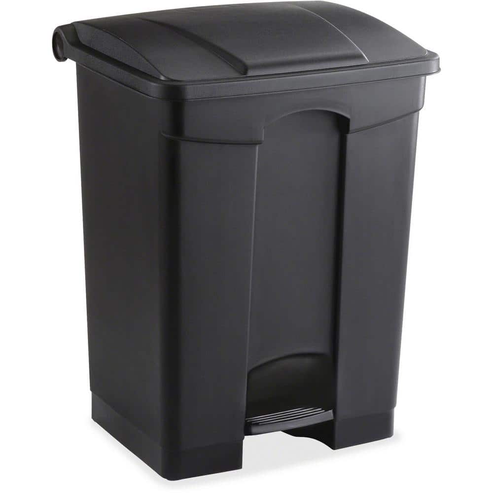 Black 17 Gallon Plastic Step-On Trash Can with Pedal