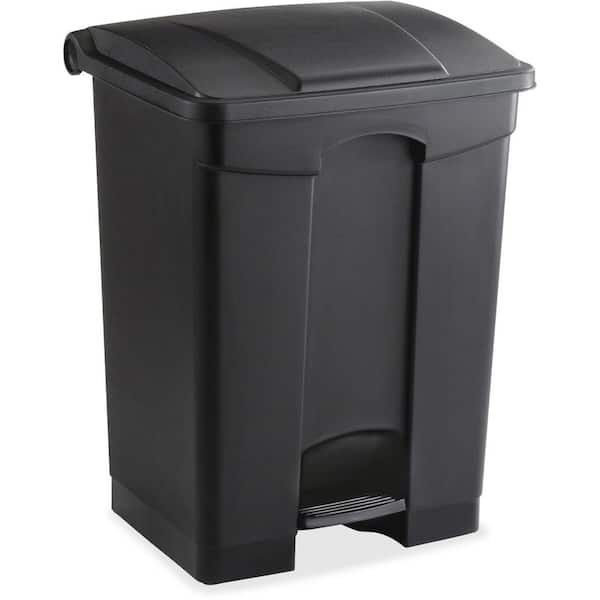 17 Gal. Black Plastic Waste Receptacle with Step On Lid