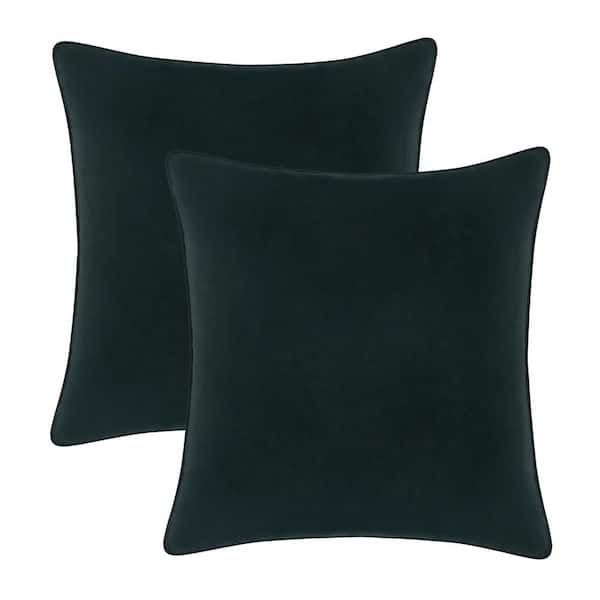 A1 Home Collections A1HC Dark Green Velvet Decorative Pillow Cover Pack of 2, 18 in. x 18 in. Hidden YKK Zipper, Throw Pillow Covers Only