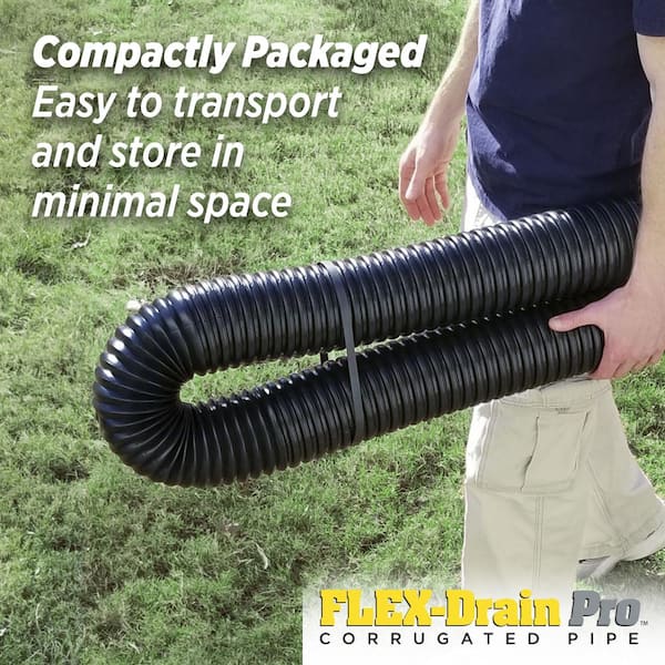 Solid Flex-Drain 51110 Flexible/Expandable Landscaping Drain Pipe 4-Inch By 25 