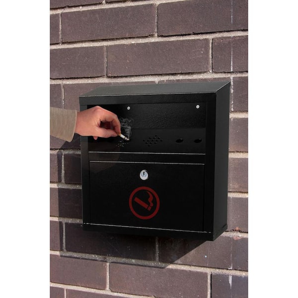 Alpine Industries Black Steel Wall-Mounted Cigarette Outdoor