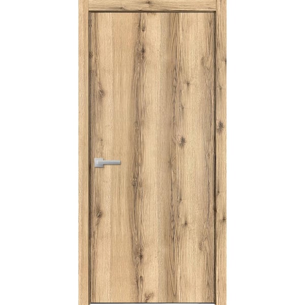 0010 18 in. x 80 in. Left-Hand/Inswing Solid Oak Wood Single Prehung Interior Door with Hardware