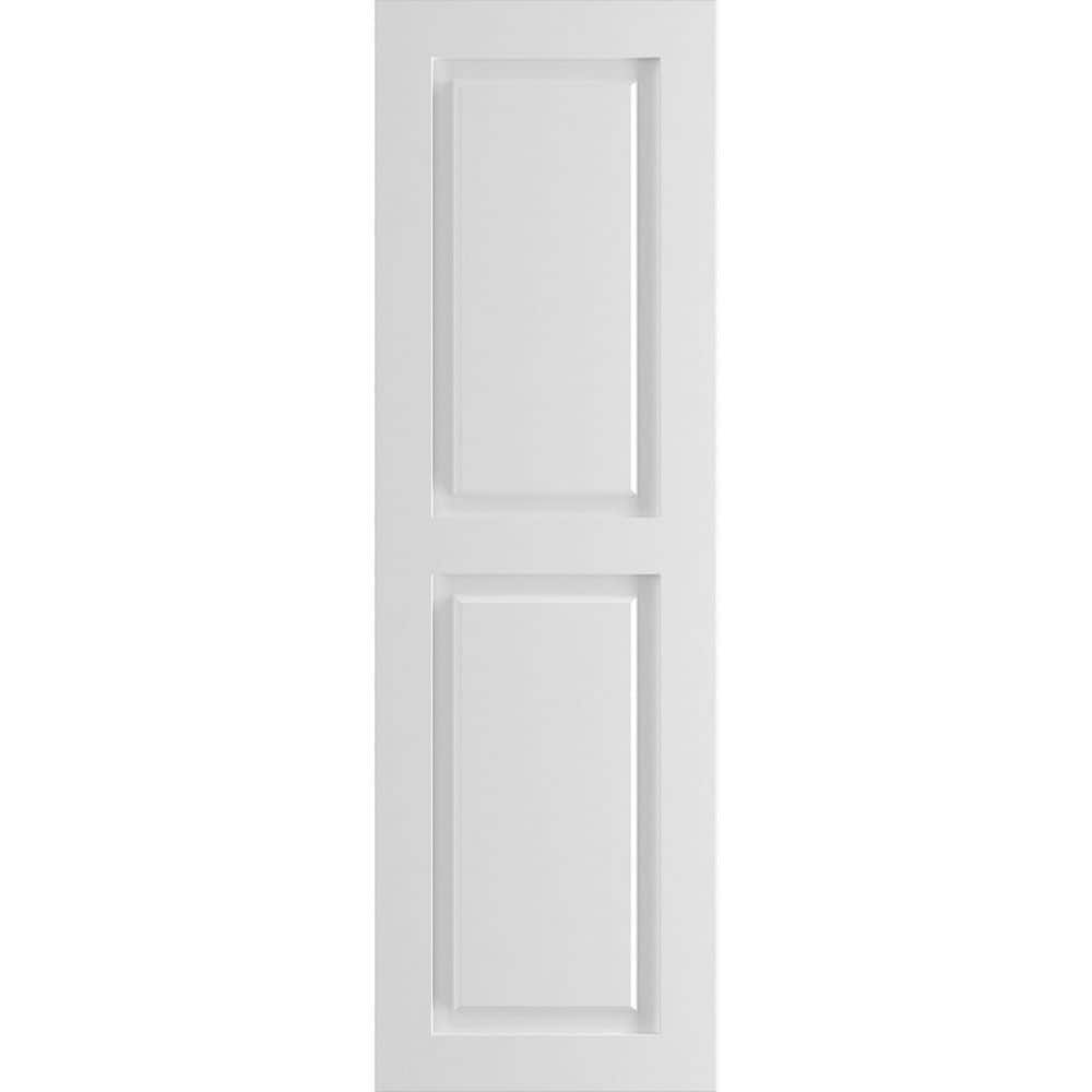 Ekena Millwork 12" x 31" True Fit PVC Two Equal Raised Panel Shutters, Unfinished (Per Pair)