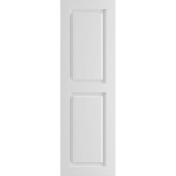 Ekena Millwork 12" x 37" True Fit PVC Two Equal Raised Panel Shutters, Unfinished (Per Pair)