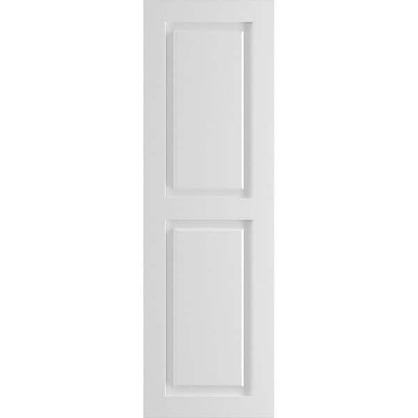 Ekena Millwork 15" x 48" True Fit PVC Two Equal Raised Panel Shutters, Unfinished (Per Pair)