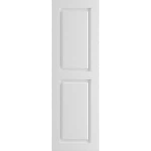 12 in. x 80 in. PVC True Fit Two Equal Raised Panel Shutters Pair in Unfinished