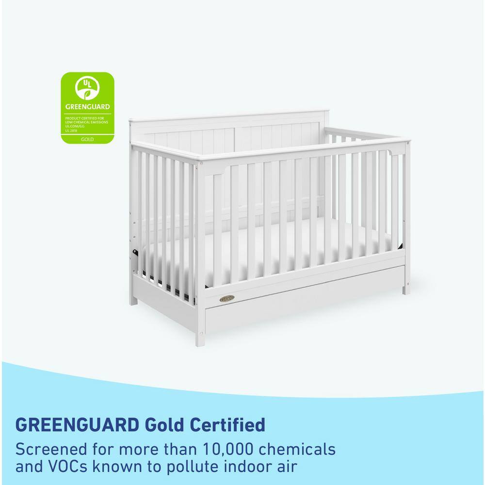 White 5-in-1 Convertible Crib with Storage Drawer