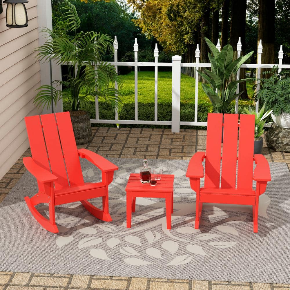WESTIN OUTDOOR Shoreside Red HDPE Plastic Modern Rocking Poly