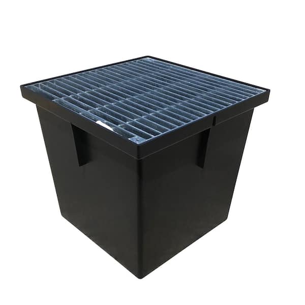 U.S. TRENCH DRAIN 13 in. Storm Water Pit and Catch Basin for Modular Trench and Channel Drain Systems with Galvanized Steel Grate