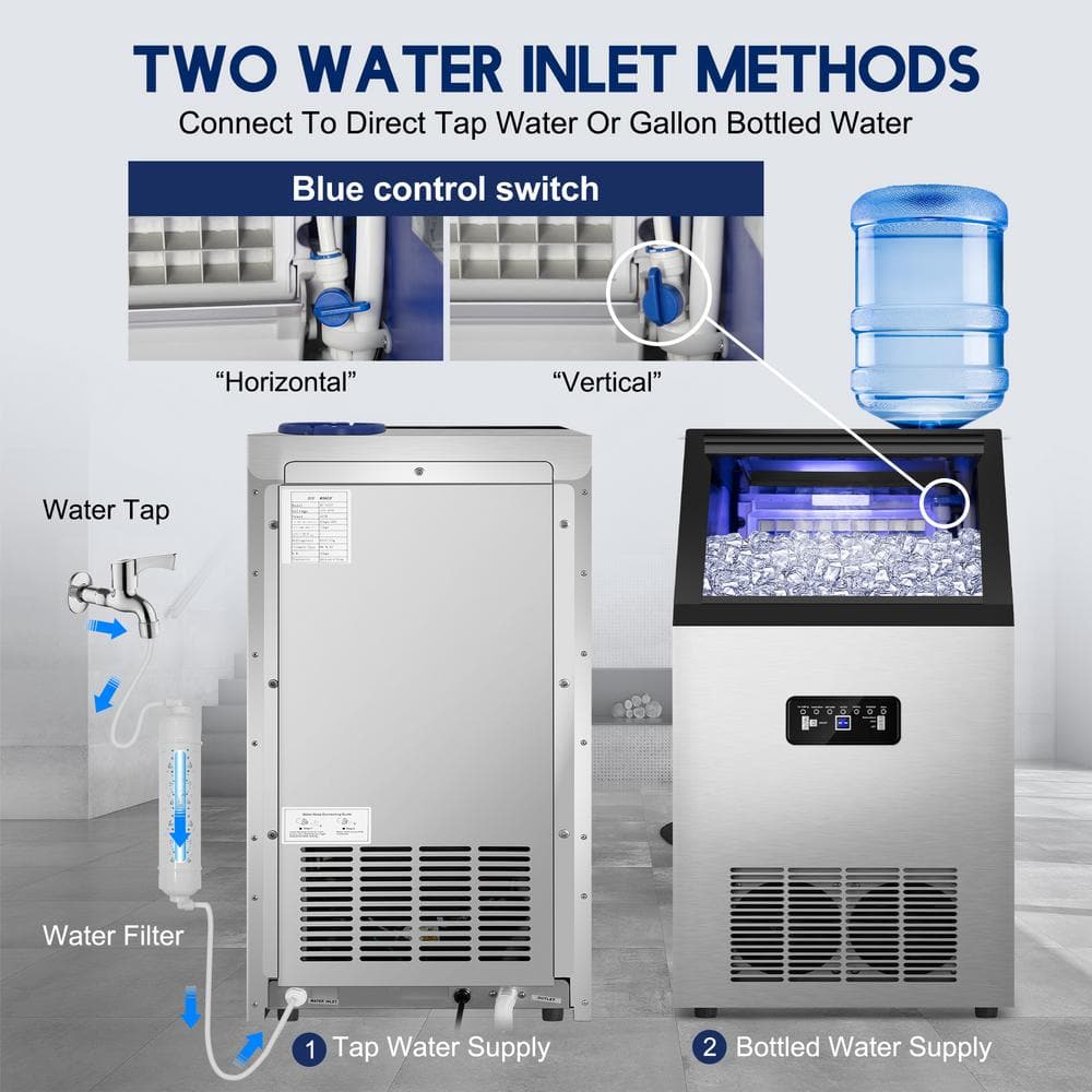 Stainless Steel Commercial Ice Maker with 20 lb Storage Bin