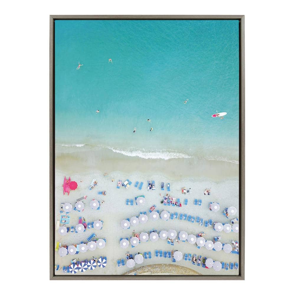 Monterosso al Mare Swim Framed Canvas Wall Art in Gray