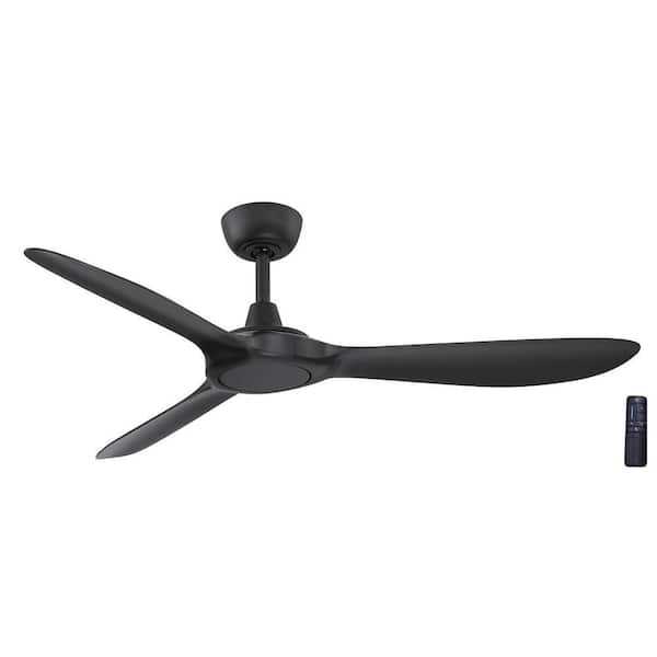 Tager 52 in. Smart Indoor/Outdoor Matte Black with Matte Black Blades Ceiling Fan with Remote Powered by Hubspace