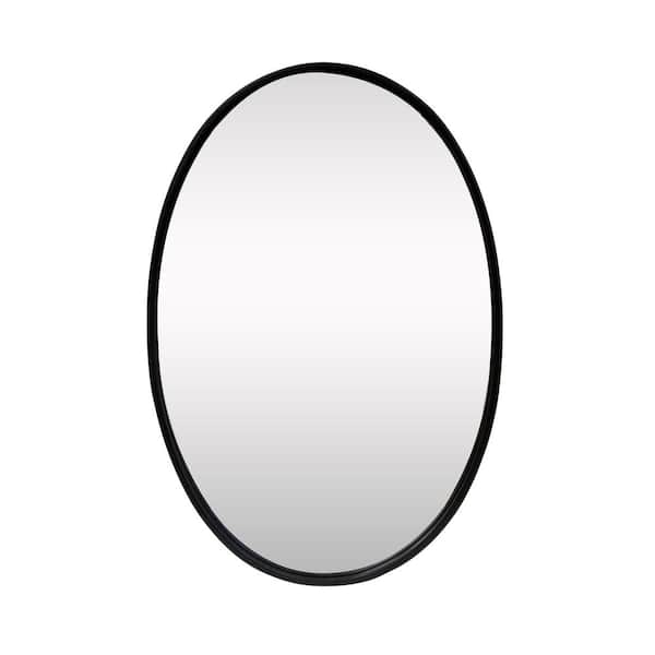 Unbranded Black 20.98 in. W x 30.98 in. H Oval Framed Mirror