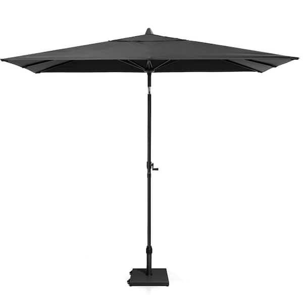 9 ft. x 5 ft. Rectangular Metal Market Crank and Tilt Outdoor Patio Umbrella in Black with 45 lbs. Concrete Wheeled Base