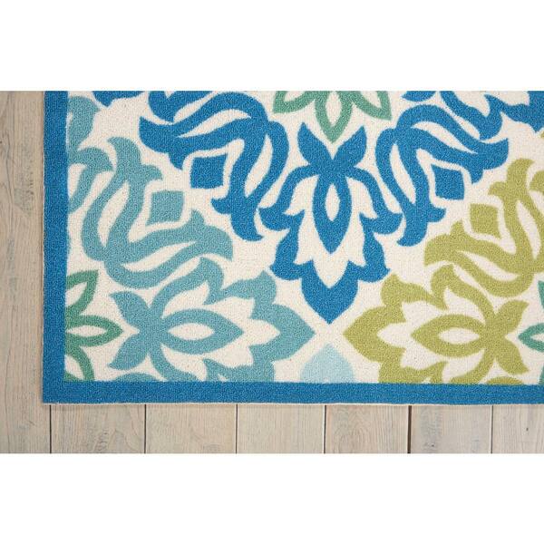 Waverly Sun N' Shade Shore Thing Ivory Blue 10' x 13' Area Rug