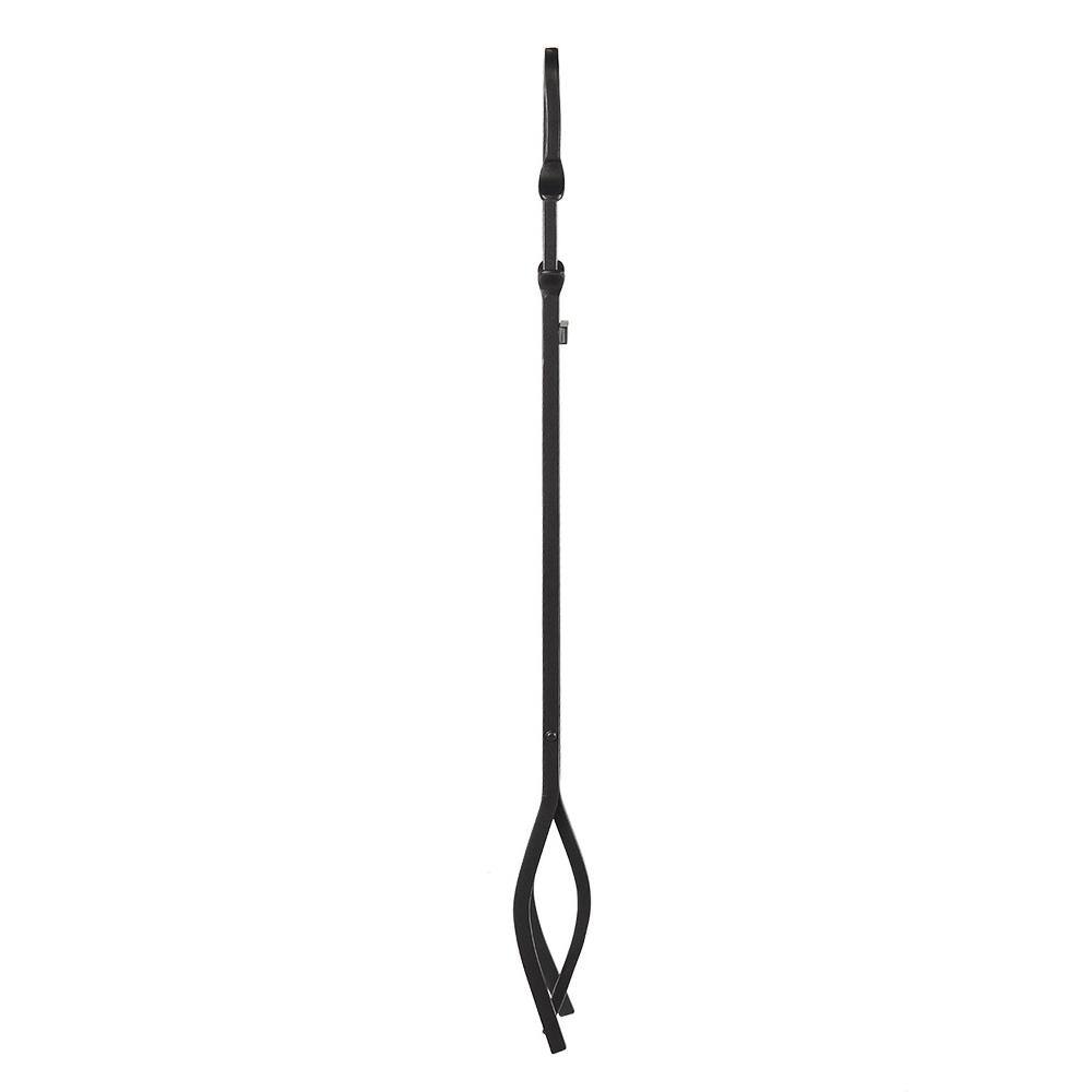 Graphite Gray Wrought Iron Shepherd's Hook Fireplace Tongs