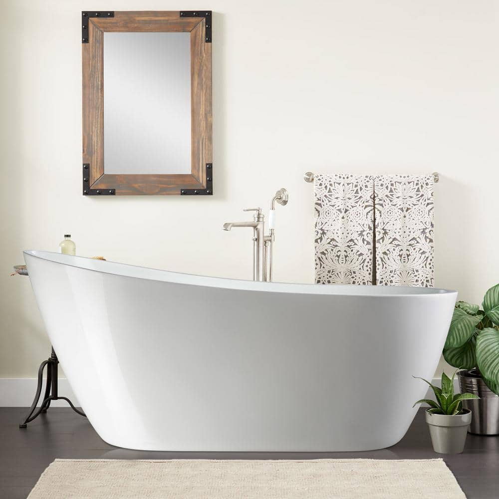 Maya 55" White Acrylic Freestanding Soaking Bathtub