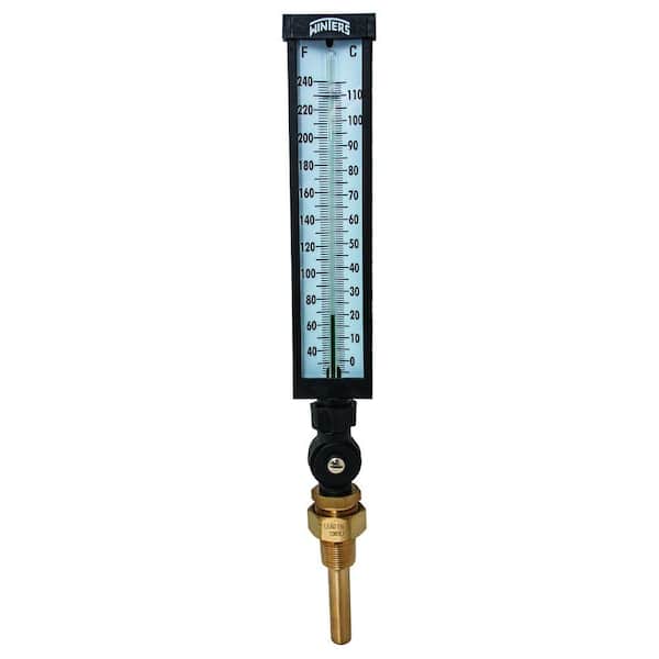 Winters Instruments 9 in. Valox Industrial Thermometer with 3/4 in. NPT Lead-Free Brass Thermowell and Temperature Range of 30 to 240 F/C