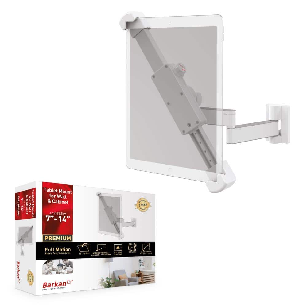Barkan 7 in. - 14 in. Full Motion 4-Movement Tablet Mount for Wall and Cabinet Black Firm Tablet Clamp Very Low Profile price history on PriceWatchPro