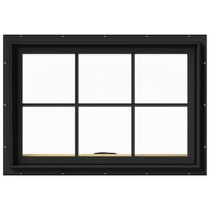 36 in. x 24 in. W-2500 Series Bronze Painted Clad Wood Awning Window w/ Natural Interior and Screen