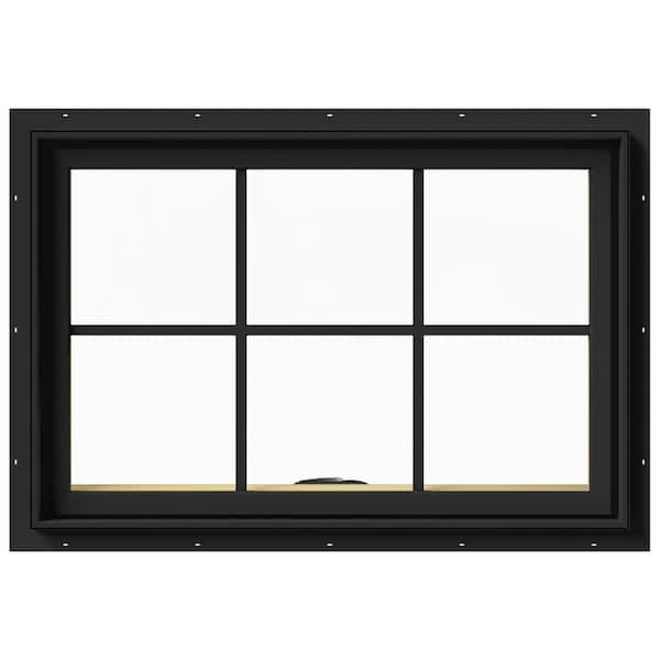 JELD-WEN 36 in. x 24 in. W-2500 Series Bronze Painted Clad Wood Awning Window w/ Natural Interior and Screen