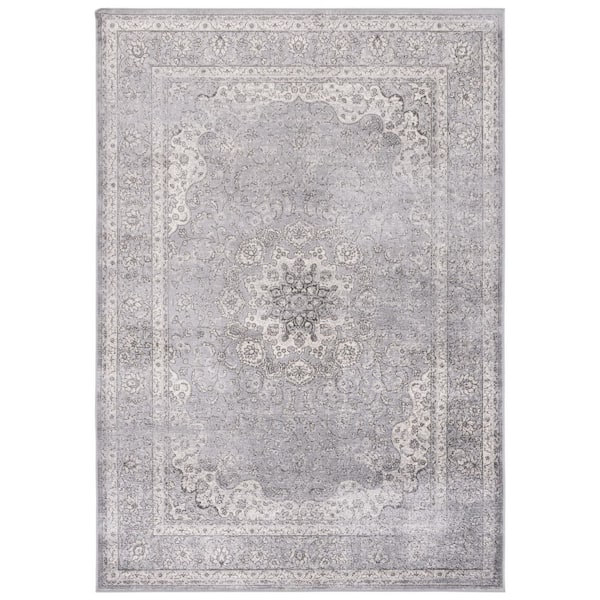 Atlas 8 ft. x 10 ft. Charcoal/Gray Medallion Distressed Area Rug