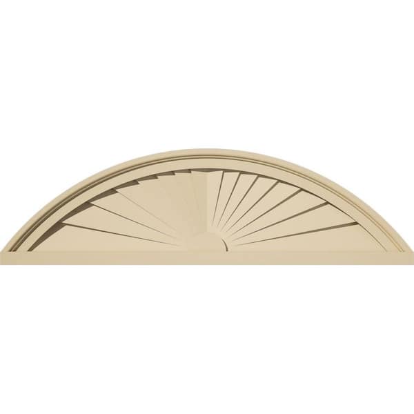 Ekena Millwork 32-in. W x 9-in. H x 2-in. P Segment Arch Sunburst Signature Urethane Pediment, Primed Tan