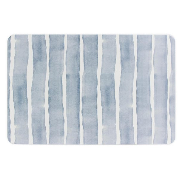 FloorPops 24 in. x 16 in. Blue Camila Stone Rectangular Quick Drying Mat