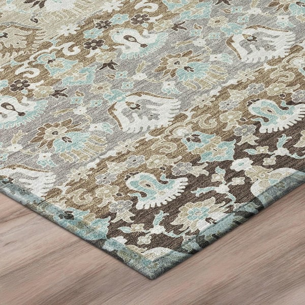 Chantille Machine Washable Indoor/Outdoor Abstract ACN2993 Mocha 10 ft. x 14 ft. Area Rug