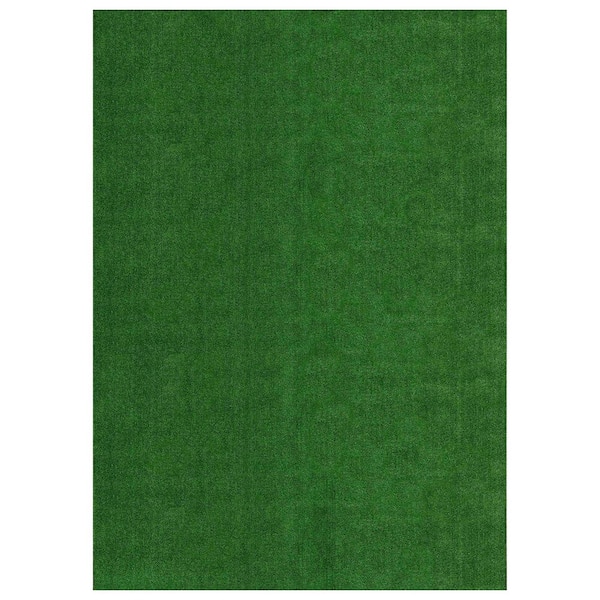 Turf Collection Waterproof Solid Grass 8x13 Indoor/Outdoor Artificial Grass Rug, 7 ft. 10 in. x 13 ft. 1 in., Green