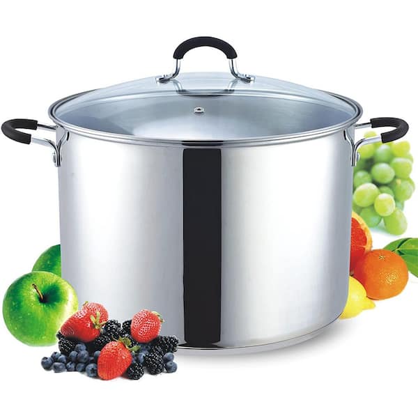 Cook N Home 16 qt. Stainless Steel Stock Pot with Glass Lid 02527 - The  Home Depot
