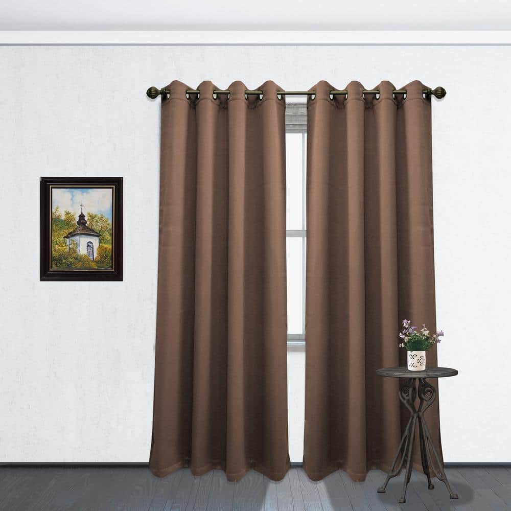 84 in. L Blackout Grommet Curtain Panel in Chocolate
