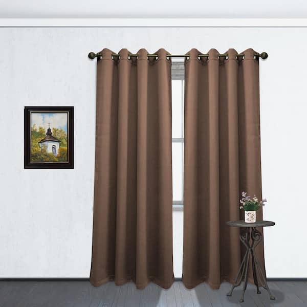 Unbranded 84 in. L Blackout Grommet Curtain Panel in Chocolate