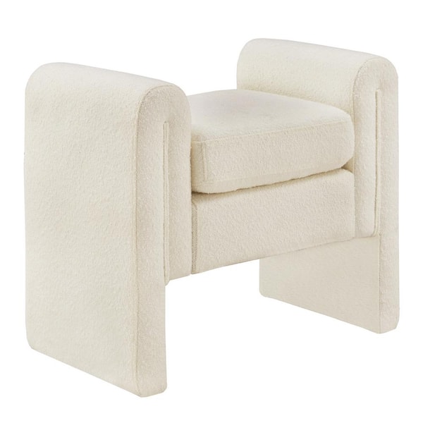 HomeSullivan Ivory White Boucle Dining Bench 28.4 in.