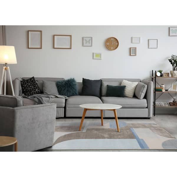 Vireo Collections 8 ft. x 11 ft. Blue Geometric Indoor Area Rug